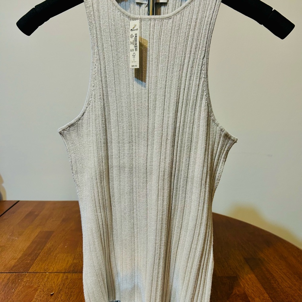 NWT  MADEWELL WOMENS SPARKLE SILVER/GREY TANK TOP